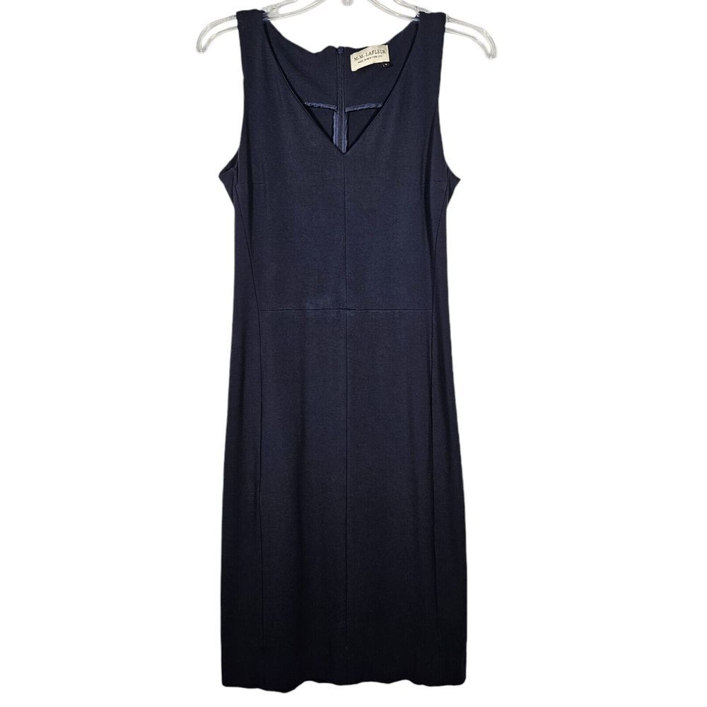MM Lafleur Womens‎ 6 Annie Sheath Dress Sleeveless Navy Blue Zip Preppy Classic